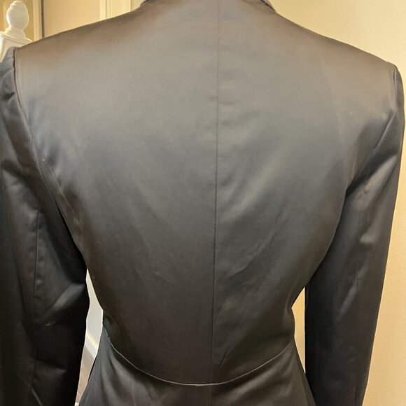 CC Couture Black Satin look Evening Jacket with Rhinestone buttons, Size Medium - Picture 10 of 13